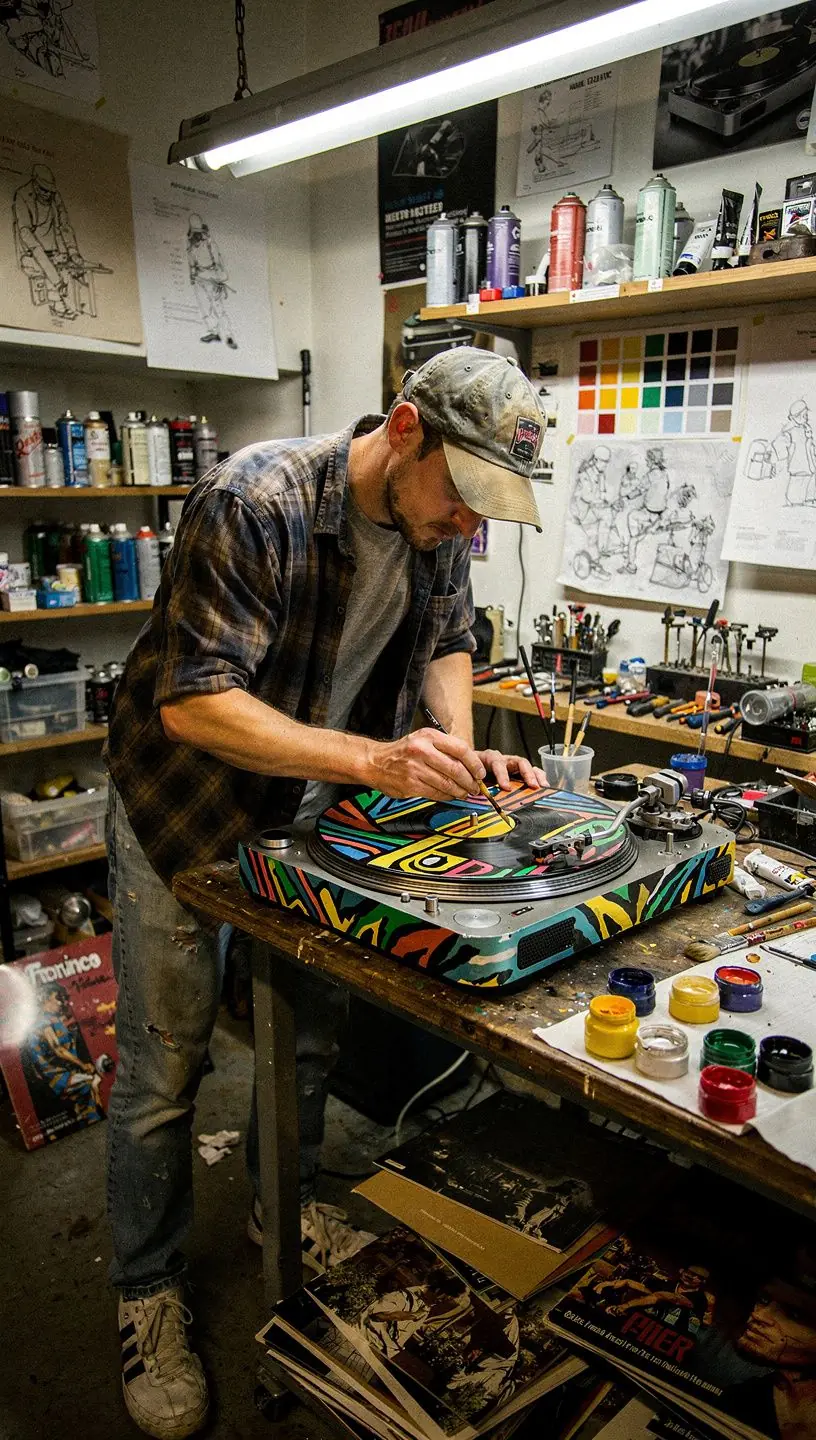 Turntable technician diagnosing common audio issues.